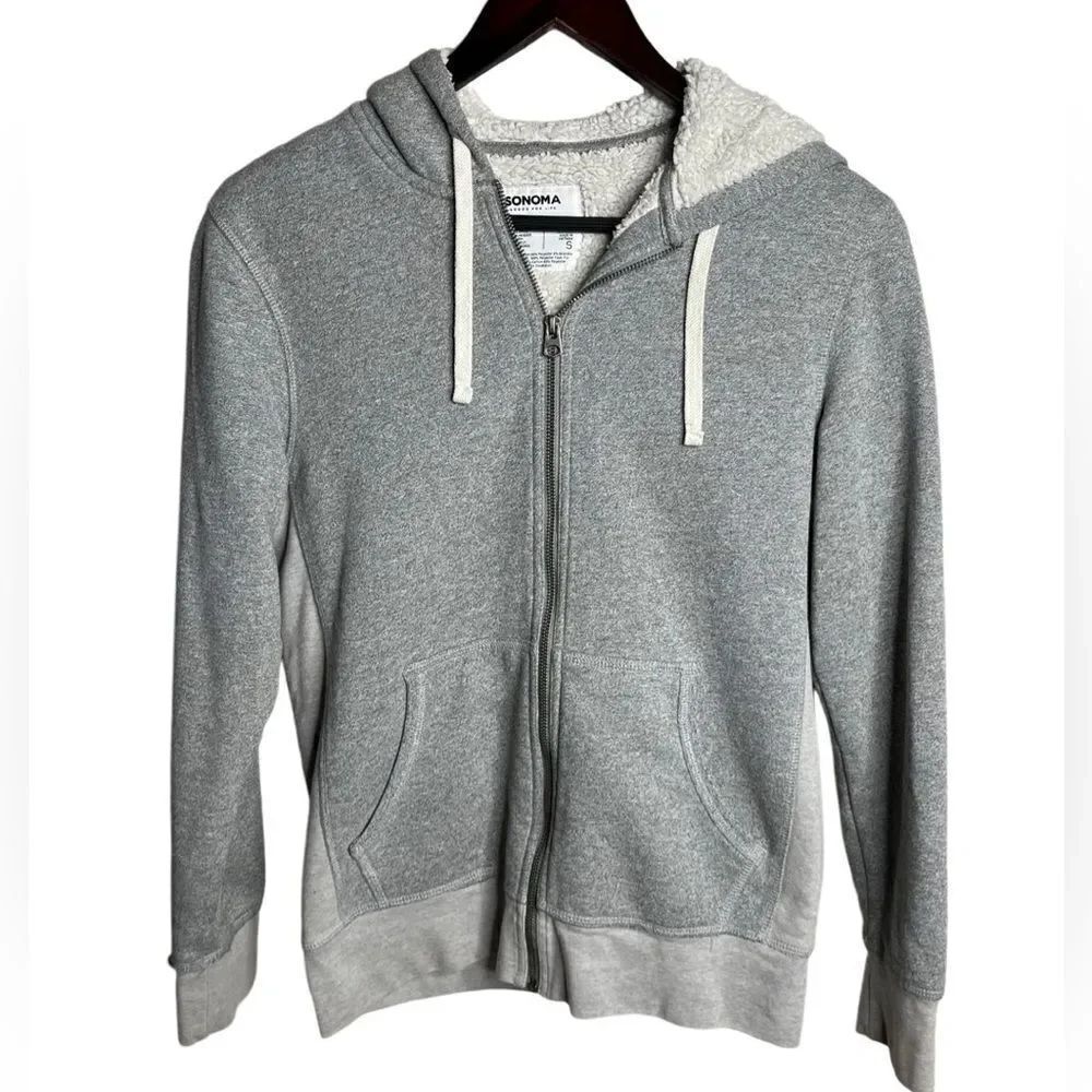 Sonoma Sherpa Lined Zip Up Hoodie grey size small